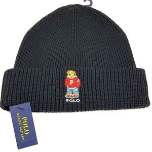 polo bear beanie black